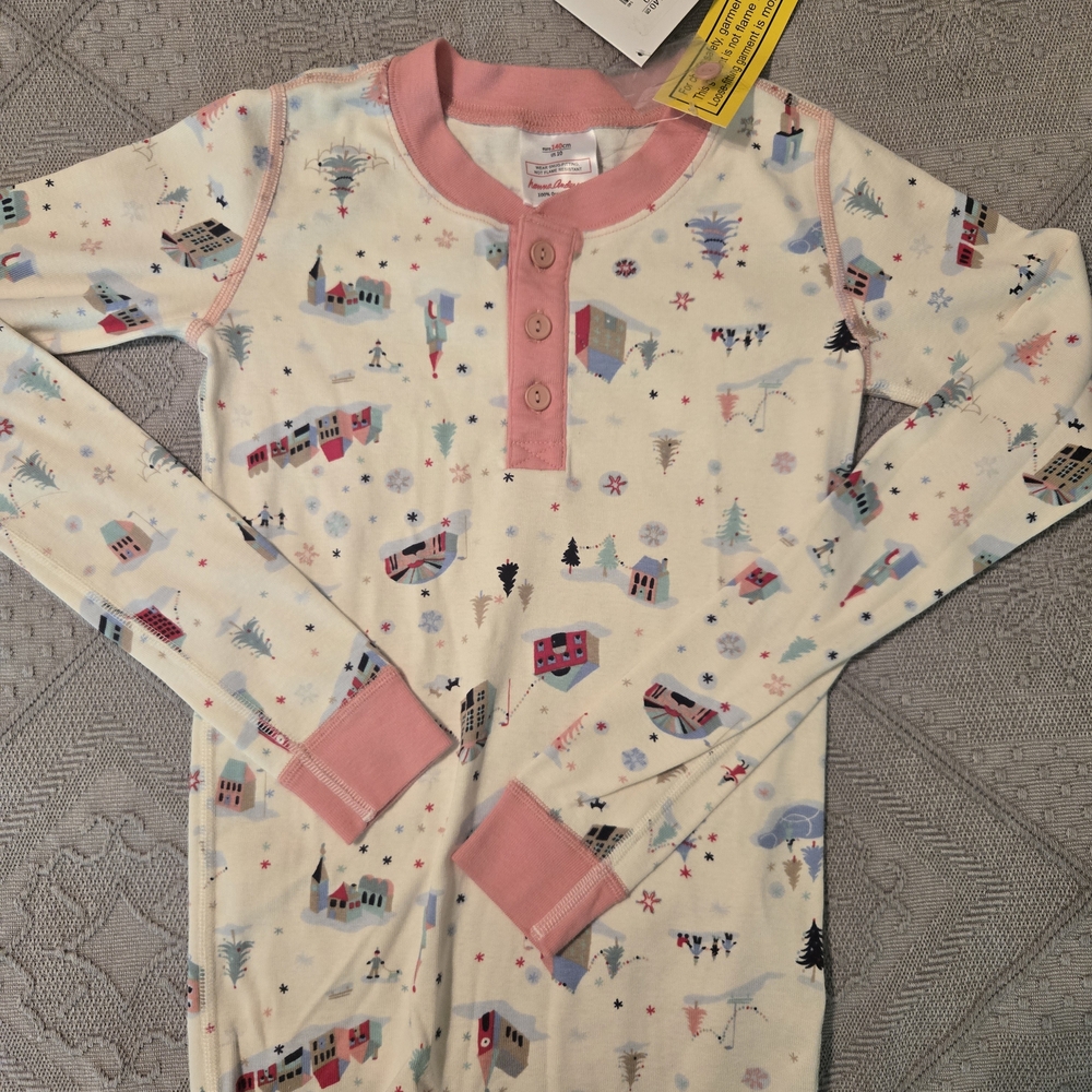 Hanna Andersson Pink and Cream Kids Pajama Set